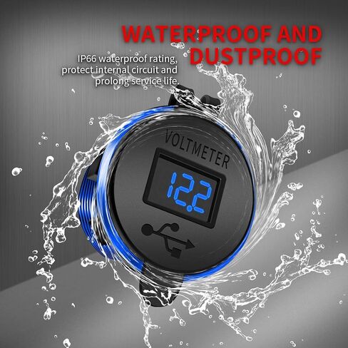 DaierTek 12V Dual USB Charger Socket for Automotive Car Marine RV RZR Boat ATV Bus Truck, Quick Charge 3.0 Waterproof with Blue LED Voltmeter and Wire Fuse DIY Kit - 2pcs in Saudi Arabia