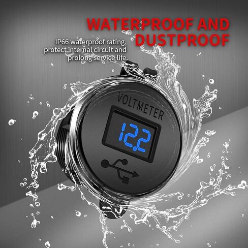 DaierTek 12V Dual USB Charger Socket for Automotive Car Marine RV RZR Boat ATV Bus Truck, Quick Charge 3.0 Waterproof with Blue LED Voltmeter and Wire Fuse DIY Kit - 2pcs in Saudi Arabia