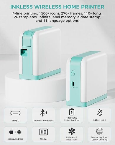 Vixic P3200 Label Maker Machine with Tapes, Bluetooth Wireless Portable Labeler, Label Printer with Multiple Symbol Template Types for Labeling, for 6-12mm 1/4'-1/2' Tapes,for Home School Office in Saudi Arabia