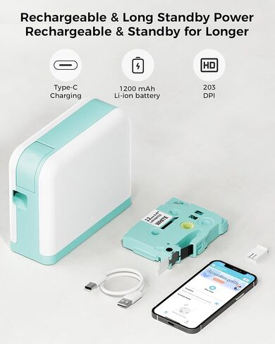 Vixic P3200 Label Maker Machine with Tapes, Bluetooth Wireless Portable Labeler, Label Printer with Multiple Symbol Template Types for Labeling, for 6-12mm 1/4'-1/2' Tapes,for Home School Office in Saudi Arabia