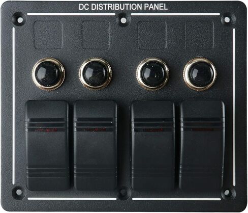 Amarine Made 4 Gang Aluminium LED Rocker & Circuit Breaker لوحة تبديل RV للقوارب البحرية المقاومة للماء in Saudi Arabia