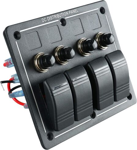 Amarine Made 4 Gang Aluminium LED Rocker & Circuit Breaker لوحة تبديل RV للقوارب البحرية المقاومة للماء in Saudi Arabia