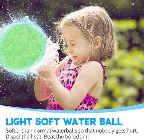 MHOYMP 60PCS Reusable Water Balls，Water Soaker Balls for Outdoor Toys and Games，Water Bomb Splash Balls, Water Toys for Summer Fun Outdoor Play Backyard Pool Trampoline Beach Game in Kuwait