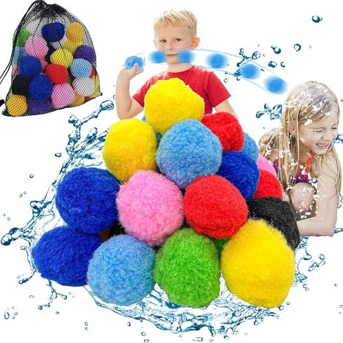 MHOYMP 60PCS Reusable Water Balls，Water Soaker Balls for Outdoor Toys and Games，Water Bomb Splash Balls, Water Toys for Summer Fun Outdoor Play Backyard Pool Trampoline Beach Game in Kuwait