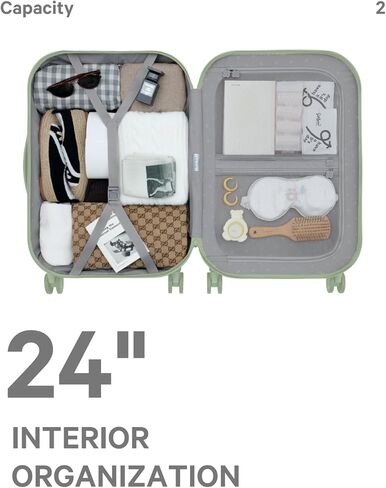 حقيبة حمل من ارتريبس مع 8 عجلات دوارة، حقيبة سفر دوارة مقاس 20 بوصة مع واقي غطاء، حقيبة سفر صلبة خفيفة الوزن من الكمبيوتر الشخصي مع تصميم نمط شريطي، قفل TSA، بني، للحمل مقاس 20 بوصة، 40 لتر in Kuwait