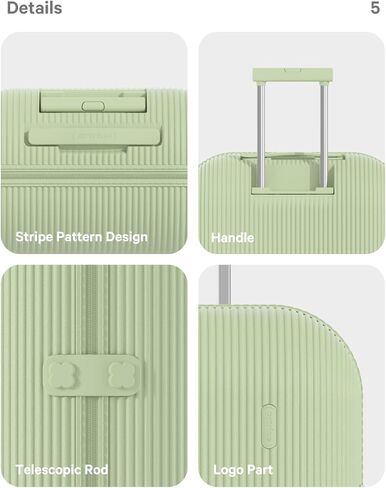 حقيبة حمل من ارتريبس مع 8 عجلات دوارة، حقيبة سفر دوارة مقاس 20 بوصة مع واقي غطاء، حقيبة سفر صلبة خفيفة الوزن من الكمبيوتر الشخصي مع تصميم نمط شريطي، قفل TSA، بني، للحمل مقاس 20 بوصة، 40 لتر in Kuwait