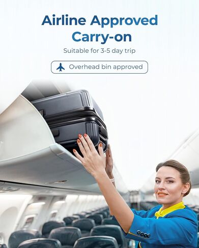 BAGSMART Carry On Luggage 22x14x9 Airline Approved with Spinner Wheels,100% PC Hardside Expandable Luggage with TSA Lock for Trips, 20 Inch Rolling Suitcases for Men Women,Blue in Kuwait