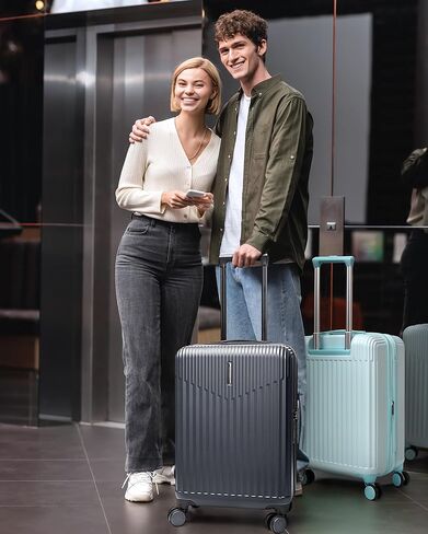 BAGSMART Carry On Luggage 22x14x9 Airline Approved with Spinner Wheels,100% PC Hardside Expandable Luggage with TSA Lock for Trips, 20 Inch Rolling Suitcases for Men Women,Blue in Kuwait