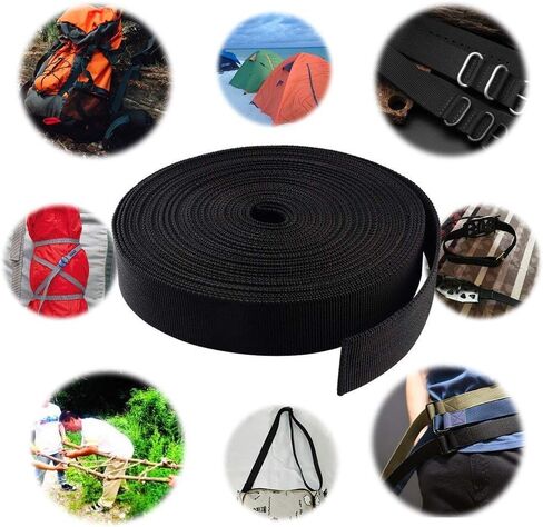 Flat Nylon Webbing Strap, 1 Roll 10 Yards 1.5 Inch Wide Polypropylene Heavy Straps for Bags, Canoe Seat, Slings, Outdoor Climbing and DIY Making Luggage Strap, Pet Collar, Backpack Repairing (Black) in Saudi Arabia