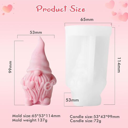 Valentine's Day Candle Mold for Candle Making, 3D Silicone Mold for Resin Casting DIY Plaster Polymer Clay Home Decoration (Gnome) in Saudi Arabia