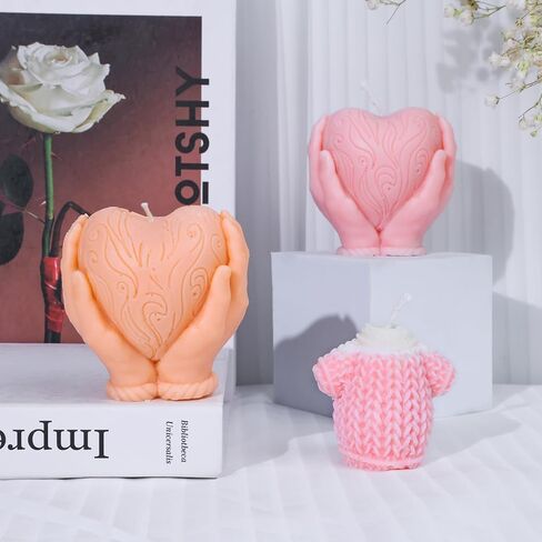 6 قطع من قوالب الشموع من TBWIND لصنع الشموع للبالغين والأطفال، قالب سيليكون على شكل قلب ثلاثي الأبعاد لشمع الصويا، مستلزمات صنع الشموع للمبتدئين، هدية حرفية مثالية للنساء in Kuwait