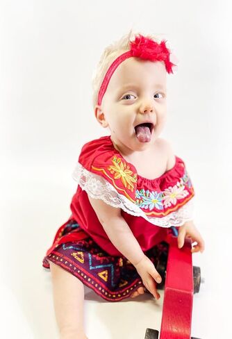 HINTINA الوليد طفلة المكسيكية الملابس التطريز الأزهار السراويل وتتسابق ملابس العرقية سينكو دي مايو فييستا الملابس مجموعة in Kuwait