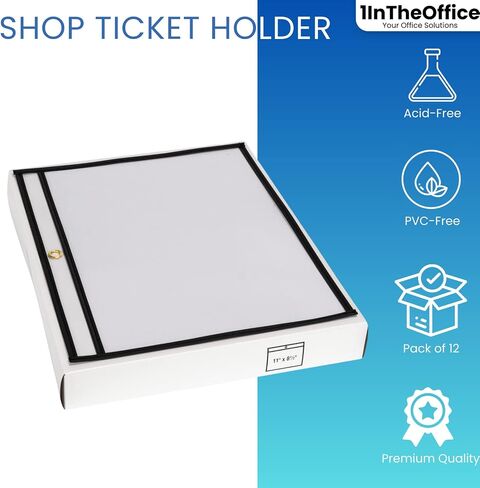 أكمام جيب قابلة للمسح الجاف من 1InTheOffice، حاملات تذاكر متجر أسود مقاس 11x8.5، (12 عبوة) in Saudi Arabia