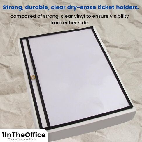 1InTheOffice Dry Erase Pocket Sleeves, Black Shop Ticket Holders 12x9, (12 Pack) in Saudi Arabia