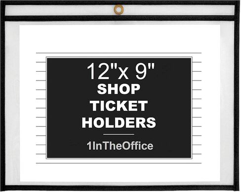 1InTheOffice Dry Erase Pocket Sleeves, Black Shop Ticket Holders 12x9, (12 Pack) in Saudi Arabia
