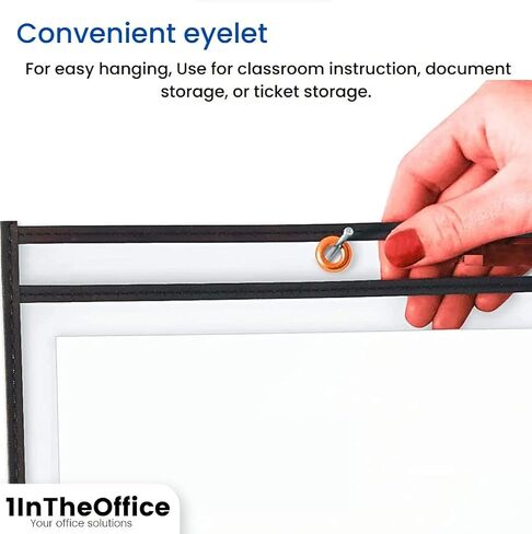 1InTheOffice Dry Erase Pocket Sleeves, Black Shop Ticket Holders 12x9, (12 Pack) in Saudi Arabia