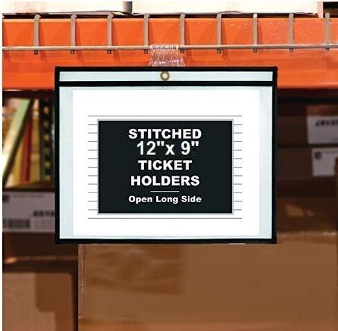 1InTheOffice Dry Erase Pocket Sleeves, Black Shop Ticket Holders 12x9, (12 Pack) in Saudi Arabia