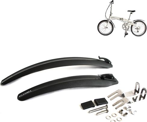 تتضمن مجموعة مصدات الطين للدراجة القابلة للطي من Vincita الجزء الأمامي والخلفي للعجلات الصغيرة، BMX، دراجات 20 بوصة - لون أسود، إطلاق سريع، سهل التركيب - مصدات بمشبك على الدراجة - ملحقات الدراجة in Kuwait