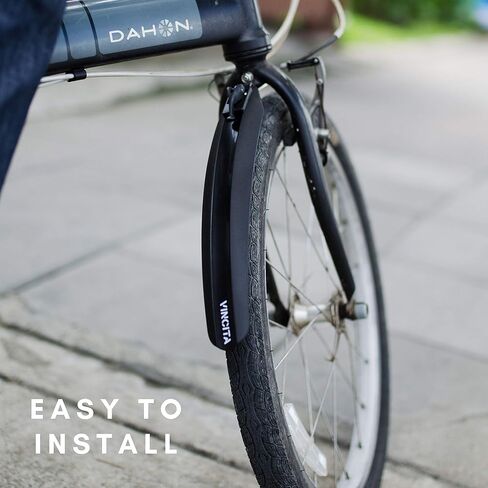 تتضمن مجموعة مصدات الطين للدراجة القابلة للطي من Vincita الجزء الأمامي والخلفي للعجلات الصغيرة، BMX، دراجات 20 بوصة - لون أسود، إطلاق سريع، سهل التركيب - مصدات بمشبك على الدراجة - ملحقات الدراجة in Kuwait