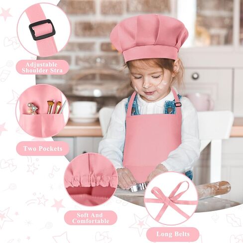 مجموعة مريلة للأطفال وقبعة الشيف من بوبوني، مريلة فنية للأطفال قابلة للتعديل مع جيبين وقبعة الشيف للأطفال الصغار ومريلة للطهي والخبز (أسود) in Kuwait