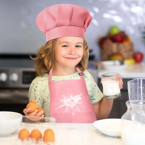 مجموعة مريلة للأطفال وقبعة الشيف من بوبوني، مريلة فنية للأطفال قابلة للتعديل مع جيبين وقبعة الشيف للأطفال الصغار ومريلة للطهي والخبز (أسود) in Kuwait