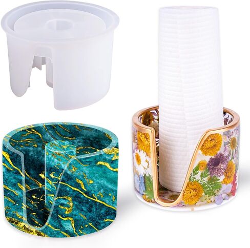 LET'S RESIN Paper Towel Holder Resin Molds, Countertop Paper Towel Stand Epoxy Resin Molds for Kitchen Bathroom, One-Handed Tear Paper Towel Holder Silicone Molds for Epoxy Resin, Standard Size Rolls in Saudi Arabia