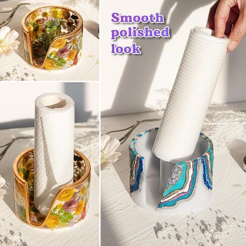 LET'S RESIN Paper Towel Holder Resin Molds, Countertop Paper Towel Stand Epoxy Resin Molds for Kitchen Bathroom, One-Handed Tear Paper Towel Holder Silicone Molds for Epoxy Resin, Standard Size Rolls in Saudi Arabia