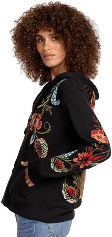 سترة بغطاء للرأس بسحاب للنساء من Johnny Was، باللون الأسود in Kuwait