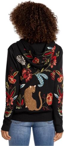 سترة بغطاء للرأس بسحاب للنساء من Johnny Was، باللون الأسود in Kuwait