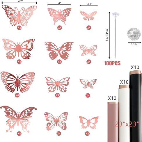 Floral Bouquet Corsages Wrapping Paper, 40 Sheets Flower Wrapping Paper 48 Gold 3D Butterfly Wall Decor and 100 Pcs Bouquet Wedding Corsages Pins for Christmas Valentine's Day Flower Shop DIY Craft in Saudi Arabia