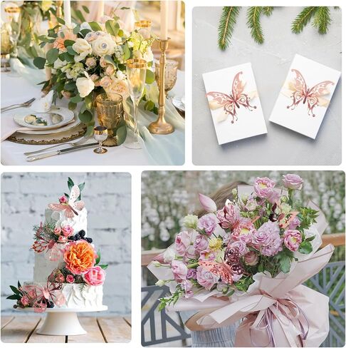 Floral Bouquet Corsages Wrapping Paper, 40 Sheets Flower Wrapping Paper 48 Gold 3D Butterfly Wall Decor and 100 Pcs Bouquet Wedding Corsages Pins for Christmas Valentine's Day Flower Shop DIY Craft in Saudi Arabia