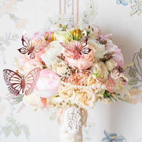 Floral Bouquet Corsages Wrapping Paper, 40 Sheets Flower Wrapping Paper 48 Gold 3D Butterfly Wall Decor and 100 Pcs Bouquet Wedding Corsages Pins for Christmas Valentine's Day Flower Shop DIY Craft in Saudi Arabia