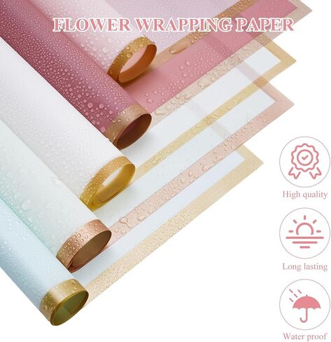 Flower Bouquet Wrapping Paper Kit, Waterproof Bulk Floral Wrapping Paper for Bouquets Florist Bouquet with Ribbons Flower Pins 3D Butterflies, 22.8x22.8 Inches (238) in Saudi Arabia