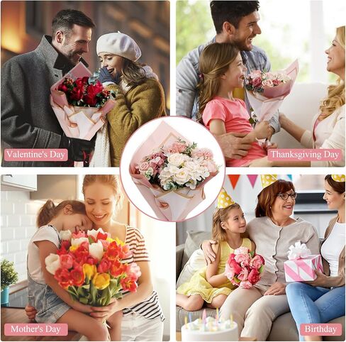 Flower Bouquet Wrapping Paper Kit, Waterproof Bulk Floral Wrapping Paper for Bouquets Florist Bouquet with Ribbons Flower Pins 3D Butterflies, 22.8x22.8 Inches (238) in Saudi Arabia