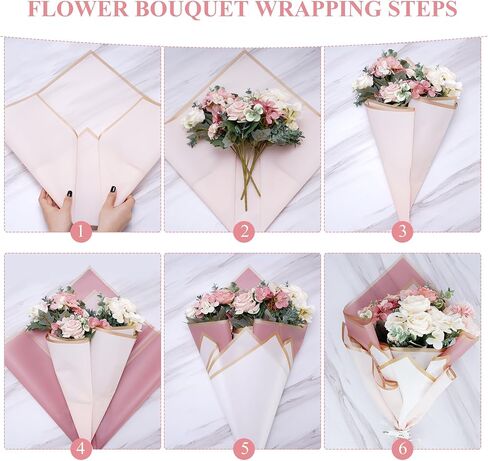Flower Bouquet Wrapping Paper Kit, Waterproof Bulk Floral Wrapping Paper for Bouquets Florist Bouquet with Ribbons Flower Pins 3D Butterflies, 22.8x22.8 Inches (238) in Saudi Arabia