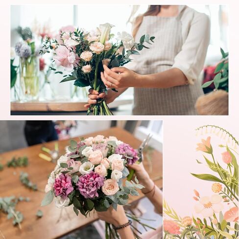 Flower Bouquet Wrapping Paper Kit, Waterproof Bulk Floral Wrapping Paper for Bouquets Florist Bouquet with Ribbons Flower Pins 3D Butterflies, 22.8x22.8 Inches (238) in Saudi Arabia