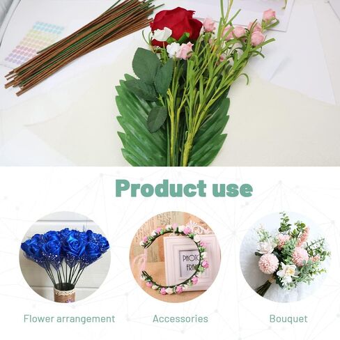 80Pcs Floral Wire, 30cm/11.8in Length 3mm/0.12in Diameter Floral Stems, 18 Gauge Flower Wire Wrapped with Paper, Florist Wire for Artificial Flowers, Wreath, Bouquet (Brown) in Kuwait