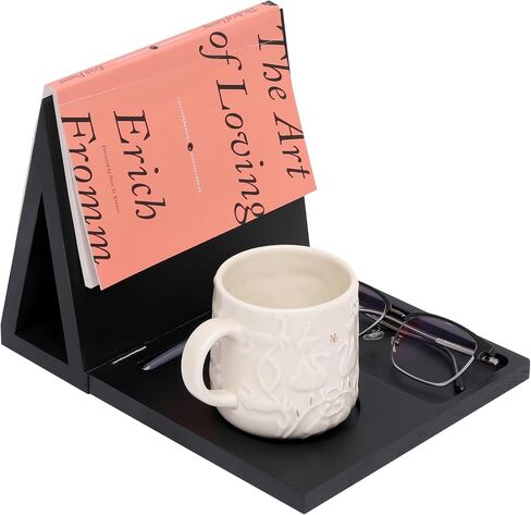 Wood Reading Book Rest| Triangle Book Holder Stand | Wooden Bookcase for Bedroom, Nightstand,Office, Desk Library and Table Centerpiece Decor for Book Lovers (Black) in Saudi Arabia
