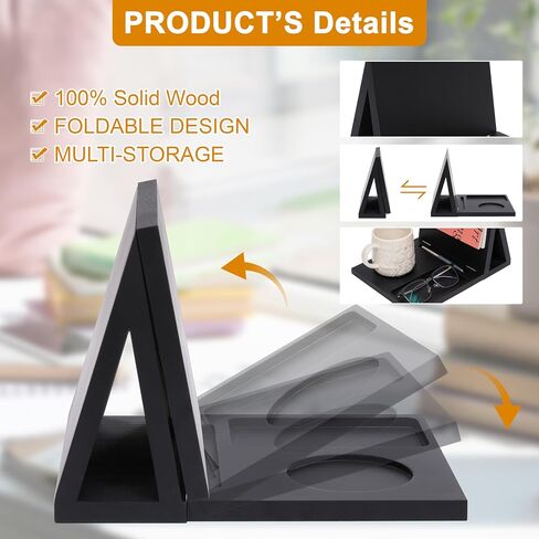 Wood Reading Book Rest| Triangle Book Holder Stand | Wooden Bookcase for Bedroom, Nightstand,Office, Desk Library and Table Centerpiece Decor for Book Lovers (Black) in Saudi Arabia