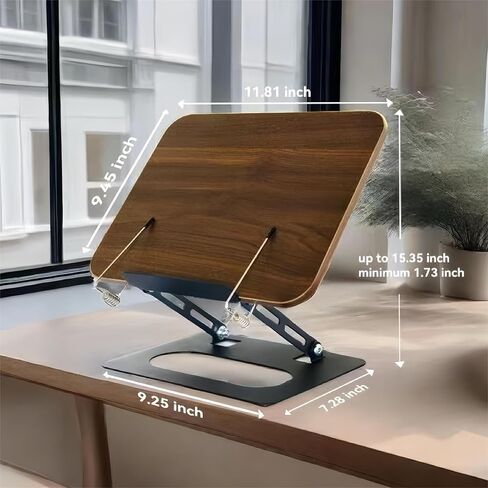 حامل كتب Moocervi للقراءة، حامل كتب وصفات قابل للطي مع مقاطع صفحة مرنة لنتائج الموسيقى والوصفات والكمبيوتر اللوحي. حامل كتب خشبي وأسود، حامل كتب حديث in Kuwait