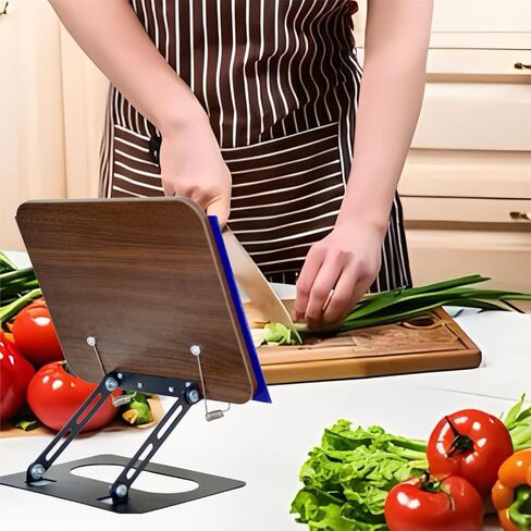 حامل كتب Moocervi للقراءة، حامل كتب وصفات قابل للطي مع مقاطع صفحة مرنة لنتائج الموسيقى والوصفات والكمبيوتر اللوحي. حامل كتب خشبي وأسود، حامل كتب حديث in Kuwait