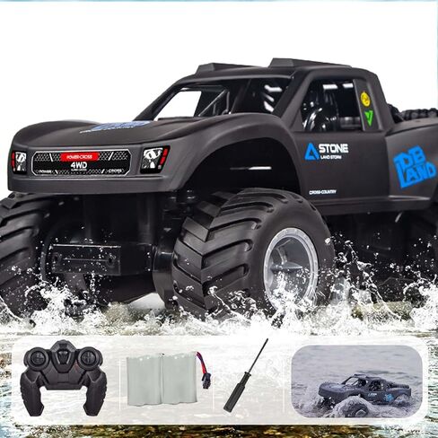 KB KAIBO 1:16 سيارة برمائية تعمل بالتحكم عن بعد، 2.4 جيجا هرتز 4WD Monster Truck Toys جميع التضاريس، سيارات Rc للبالغين، شاحنات Rc 4x4 على الطرق الوعرة مقاومة للماء، 6 7 8 9 10 11 12+ هدايا للأولاد والبنات بعمر سنة، ألعاب للأولاد (أزرق) in Kuwait