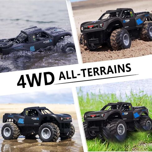 KB KAIBO 1:16 سيارة برمائية تعمل بالتحكم عن بعد، 2.4 جيجا هرتز 4WD Monster Truck Toys جميع التضاريس، سيارات Rc للبالغين، شاحنات Rc 4x4 على الطرق الوعرة مقاومة للماء، 6 7 8 9 10 11 12+ هدايا للأولاد والبنات بعمر سنة، ألعاب للأولاد (أزرق) in Kuwait