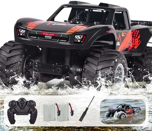 KB KAIBO 1:16 سيارة برمائية تعمل بالتحكم عن بعد، 2.4 جيجا هرتز 4WD Monster Truck Toys جميع التضاريس، سيارات Rc للبالغين، شاحنات Rc 4x4 على الطرق الوعرة مقاومة للماء، 6 7 8 9 10 11 12+ هدايا للأولاد والبنات بعمر سنة، ألعاب للأولاد (أزرق) in Kuwait