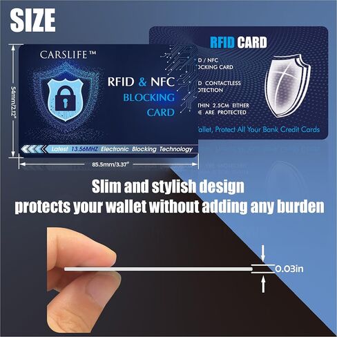 CARSLIFE RFID Blocking Card 5 Pack Contactless NFC Bank Debit Credit Card حامي مانع للمحفظة بأكملها ودرع المحفظة للرجال والنساء تصميم نحيف (إصدار عالمي) in Kuwait
