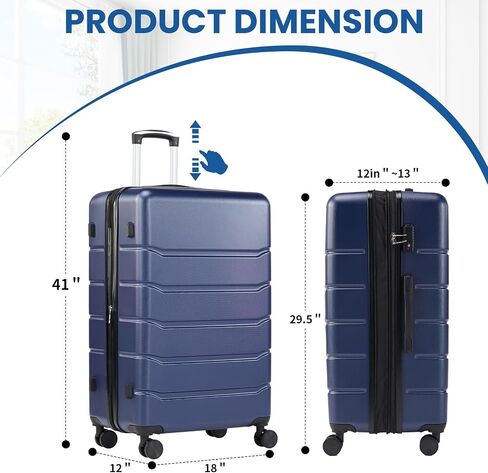 NEWBULIG Hardside Expandable Luggage,28 inch Lightweight Suitcase with Spinner Wheels,TSA Lock,Telescopic Handle and ABS Durable Material,Checked,Dark Blue in Saudi Arabia