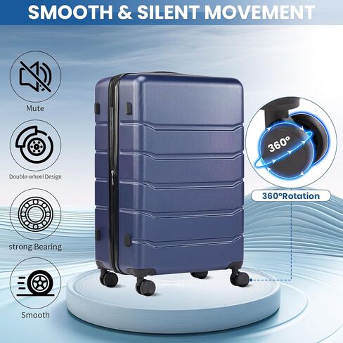 NEWBULIG Hardside Expandable Luggage,28 inch Lightweight Suitcase with Spinner Wheels,TSA Lock,Telescopic Handle and ABS Durable Material,Checked,Dark Blue in Saudi Arabia