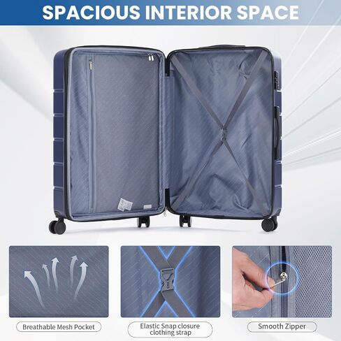 NEWBULIG Hardside Expandable Luggage,28 inch Lightweight Suitcase with Spinner Wheels,TSA Lock,Telescopic Handle and ABS Durable Material,Checked,Dark Blue in Saudi Arabia