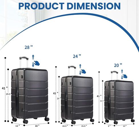 NEWBULIG Hardside Expandable Luggage,28 inch Lightweight Suitcase with Spinner Wheels,TSA Lock,Telescopic Handle and ABS Durable Material,Checked,Dark Blue in Saudi Arabia