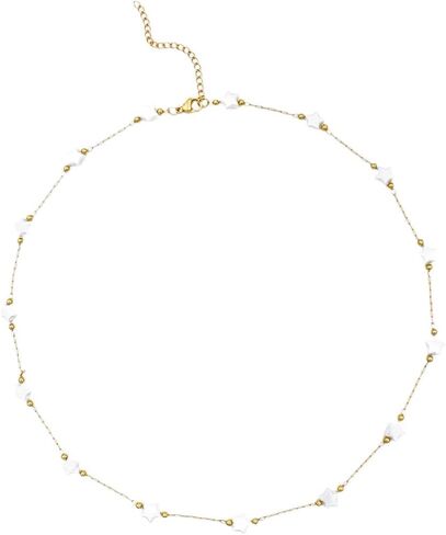 Handmade necklace with turquoise crystal shell beads，18K gold plated chain necklace for women girls in Saudi Arabia